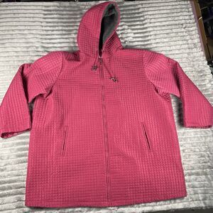 Woman Within Jacket Coat Fleece Hood  Women’s 2X Plus Pink Quilted Pockets